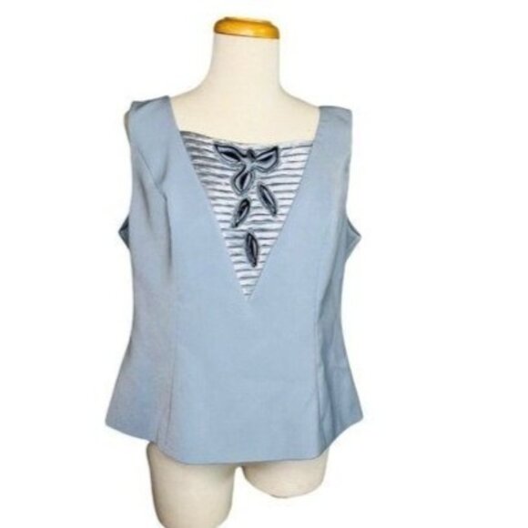 LOUISE RICCI Vintage Embellished Formal Jacket And Top Suit Set Sz 14 Light Blue - Picture 2 of 12